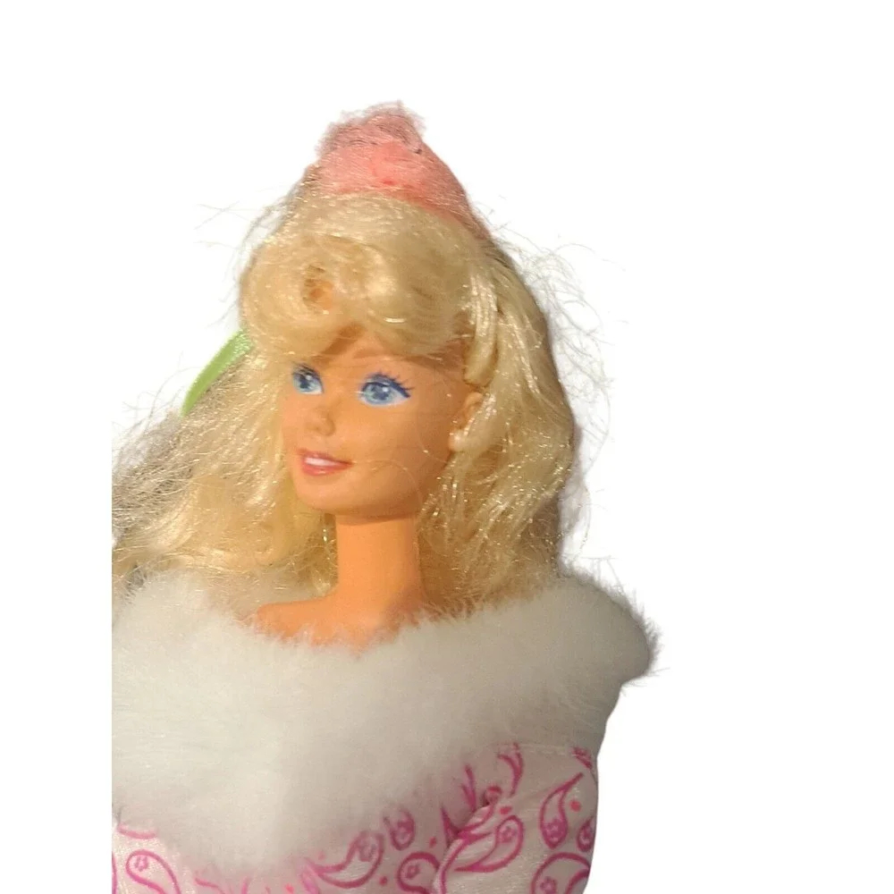VTG Barbie Doll‎ Fashion Avenue Deluxe Pink & Faux Fur Glamour Gown  #15902 90's